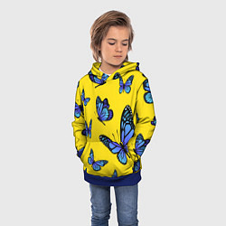 Толстовка-худи детская БАБОЧКИ, цвет: 3D-синий — фото 2