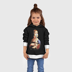 Толстовка-худи детская Чечилия Галлерани - дама с горностаем, цвет: 3D-белый — фото 2