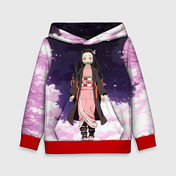 Толстовка-худи детская Незуко, цвет: 3D-красный