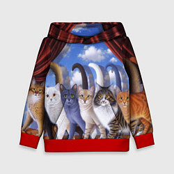 Толстовка-худи детская Коты, цвет: 3D-красный