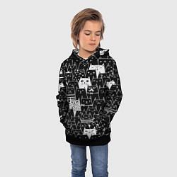 Толстовка-худи детская КОТЫ BLACK, цвет: 3D-черный — фото 2