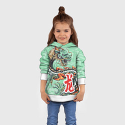 Толстовка-худи детская Изумрудный дракон, цвет: 3D-белый — фото 2