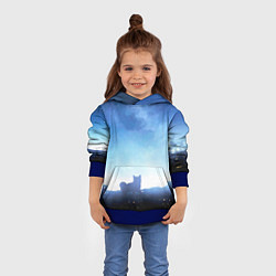 Толстовка-худи детская Силуэт корги ночь космос дымка, цвет: 3D-синий — фото 2