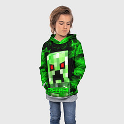 Толстовка-худи детская MINECRAFT CREEPER, цвет: 3D-меланж — фото 2