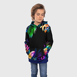 Толстовка-худи детская Тропическая Ночь, цвет: 3D-синий — фото 2