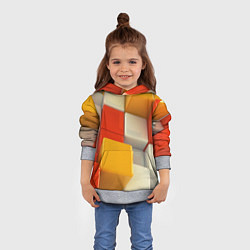 Толстовка-худи детская КУБЫ 3D, цвет: 3D-меланж — фото 2