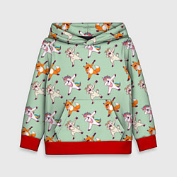 Толстовка-худи детская Dabbing Animals, цвет: 3D-красный