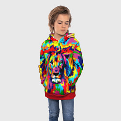Толстовка-худи детская Лев Artistic Art, цвет: 3D-красный — фото 2