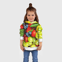 Толстовка-худи детская Фруктовый рай, цвет: 3D-белый — фото 2