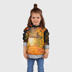 Толстовка-худи детская Что такое осень - это небо, цвет: 3D-меланж — фото 2