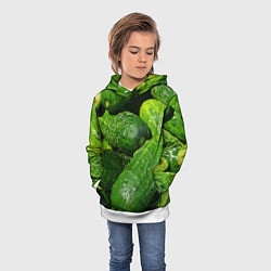 Толстовка-худи детская Огурцы, цвет: 3D-белый — фото 2