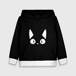 Толстовка-худи детская Кошачья мордочка, цвет: 3D-белый