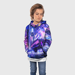 Толстовка-худи детская Cyberpunk city, цвет: 3D-белый — фото 2