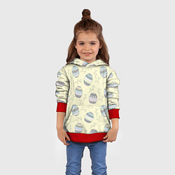 Толстовка-худи детская Пасхальные яйца, цвет: 3D-красный — фото 2