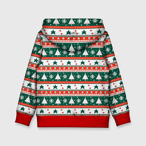 Детская толстовка Новогодний орнамент / 3D-Красный – фото 2