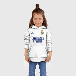 Толстовка-худи детская REAL MADRID, домашняя 2021, цвет: 3D-белый — фото 2