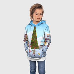 Толстовка-худи детская Новогодний каток, цвет: 3D-белый — фото 2