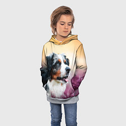 Толстовка-худи детская Австралийская Овчарка, цвет: 3D-меланж — фото 2