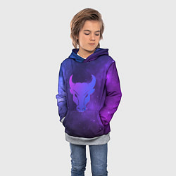 Толстовка-худи детская Бык, цвет: 3D-меланж — фото 2