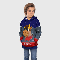 Толстовка-худи детская Бычара 2021, цвет: 3D-синий — фото 2