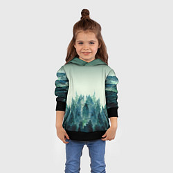 Толстовка-худи детская Акварельный лес градиент, цвет: 3D-черный — фото 2