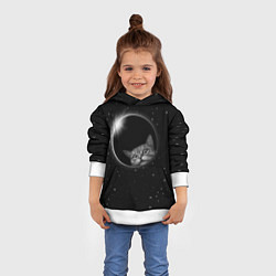 Толстовка-худи детская Кот в Космосе, цвет: 3D-белый — фото 2