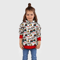 Толстовка-худи детская Котики Суши, цвет: 3D-красный — фото 2