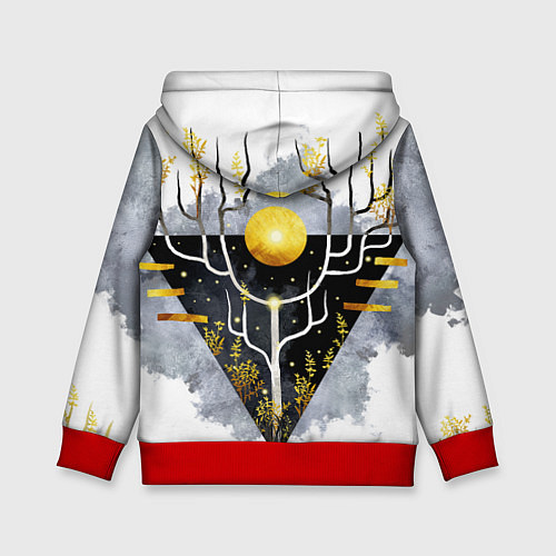 Детская толстовка Графит и золото: дерево жизни / 3D-Красный – фото 2