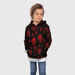 Толстовка-худи детская Samurai pattern - красный, цвет: 3D-белый — фото 2