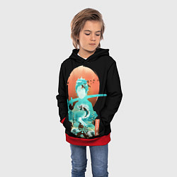 Толстовка-худи детская Танджиро, цвет: 3D-красный — фото 2