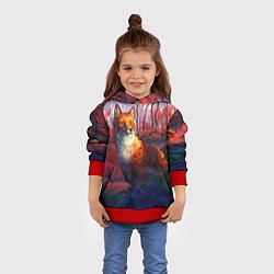 Толстовка-худи детская Рыжая лиса, цвет: 3D-красный — фото 2