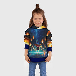 Толстовка-худи детская Ренгоку Кёджуро Клинок демонов, цвет: 3D-синий — фото 2