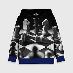 Толстовка-худи детская Шахматы фигуры доска ход мат, цвет: 3D-синий