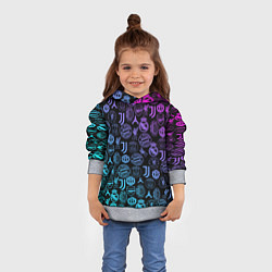 Толстовка-худи детская ЛОГО ФУТБОЛЬНЫХ КОМАНД НЕОН, цвет: 3D-меланж — фото 2