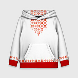 Толстовка-худи детская Белорусская вышиванка, цвет: 3D-красный