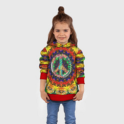 Толстовка-худи детская Хиппи, цвет: 3D-красный — фото 2