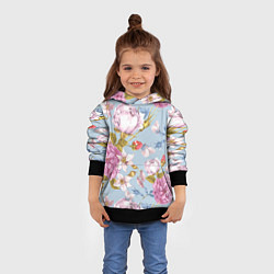 Толстовка-худи детская Цветы, цвет: 3D-черный — фото 2