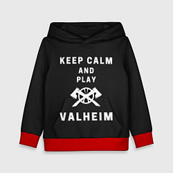 Толстовка-худи детская Keep calm and play Valheim, цвет: 3D-красный
