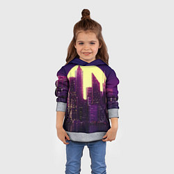 Толстовка-худи детская Неоновый город, цвет: 3D-меланж — фото 2