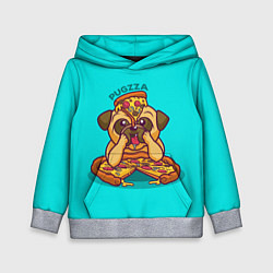 Толстовка-худи детская Мопс с пиццей, цвет: 3D-меланж