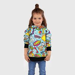 Толстовка-худи детская Комиксы, цвет: 3D-черный — фото 2