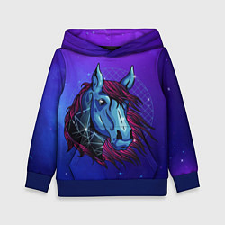 Толстовка-худи детская Retrowave Neon Horse, цвет: 3D-синий