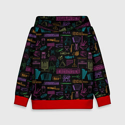 Толстовка-худи детская Музыкальные Инструменты, цвет: 3D-красный