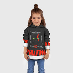 Толстовка-худи детская Cat of war, цвет: 3D-белый — фото 2
