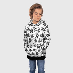 Толстовка-худи детская Акварельные панды паттерн, цвет: 3D-черный — фото 2