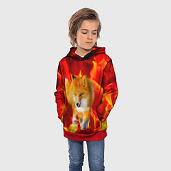 Толстовка-худи детская Fire Fox, цвет: 3D-красный — фото 2