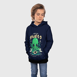 Толстовка-худи детская Cthulhu Good Luck, цвет: 3D-черный — фото 2