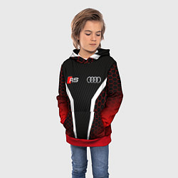 Толстовка-худи детская AUDI RS АУДИ РС МЕТАЛЛ, цвет: 3D-красный — фото 2