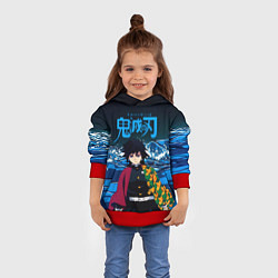 Толстовка-худи детская Гию Томиока Кокушибо Kimetsu no Yaiba, цвет: 3D-красный — фото 2
