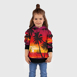 Толстовка-худи детская Гавайский закат, цвет: 3D-черный — фото 2